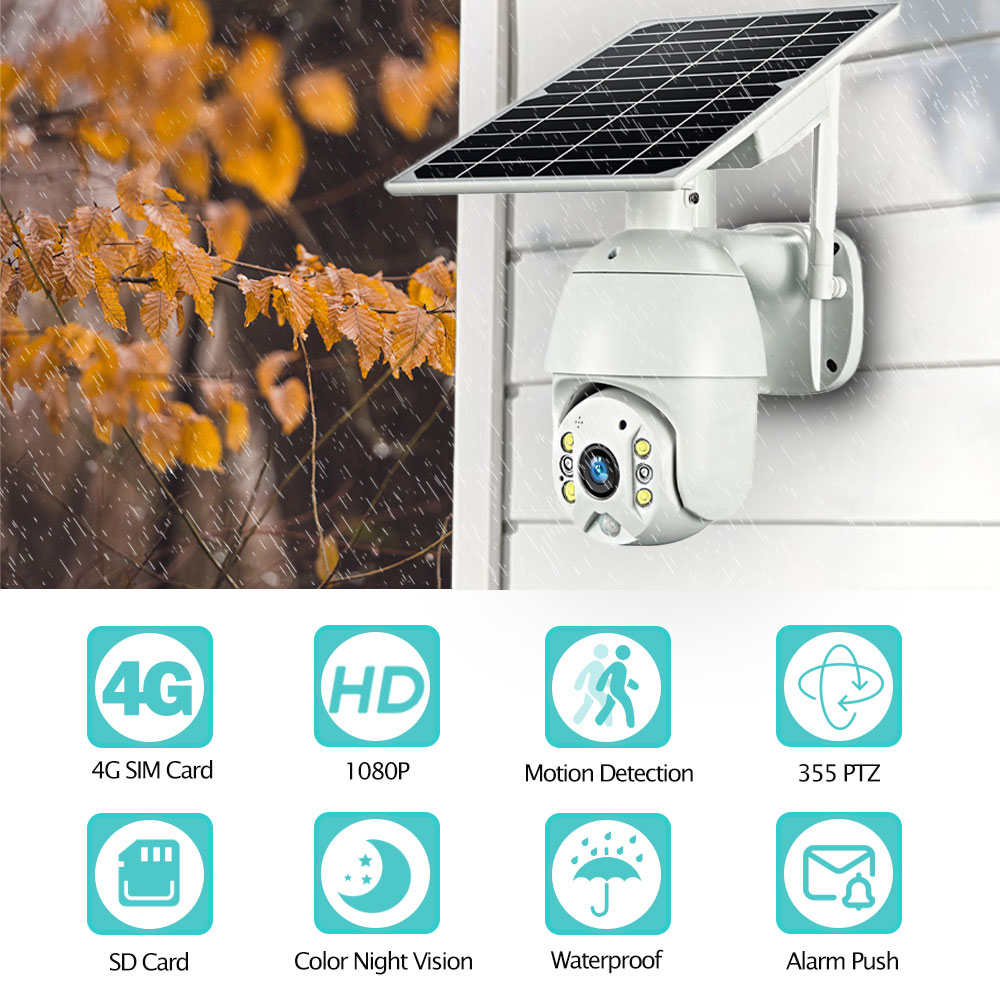 WiFi Wireless solar power camera 4G 3G sim Card Slot CCTV Security IP Camera Outdoor Support 128 Memory Card